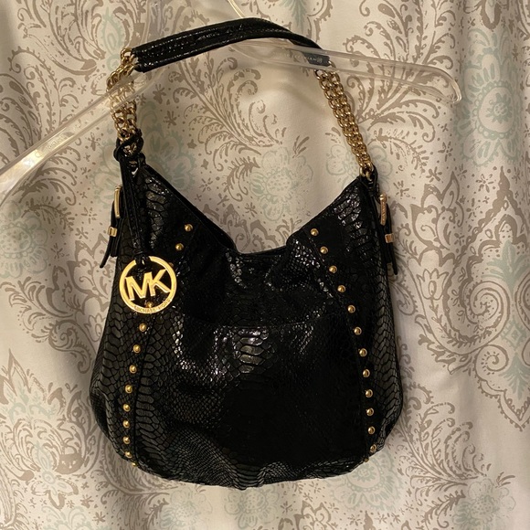 Michael Kors black shiny snakeskin purse - Picture 2 of 7